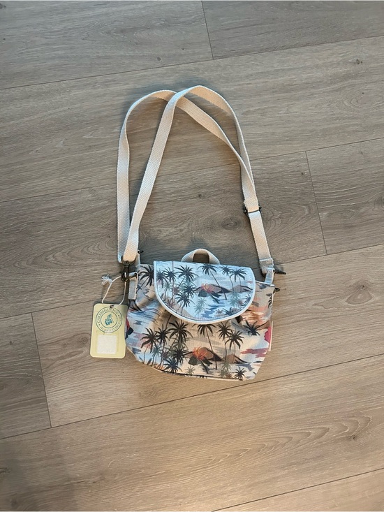 Caribbean Joe Handbags - Caribbean Joe Palm-Print Crossbody Bag in Beige and Pastel Coral